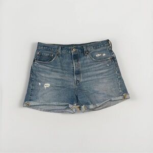 Levi's Light Blue Distressed Jean Shorts